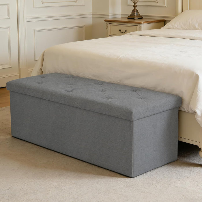 43 Inch Foldable Storage Ottoman Bench,with 35 Gallon Hidden Storage,Folding Foot Rest Ottoman,End of Bed Bench,660lbs Load Capacity,Easy Assemble for Living Room,Bedroom,Entryway
