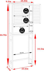 BlueWish Bamboo Over The Toilet Storage Cabinet, Over Toilet Cabinet with Anti-toppling Design, Adjustable Slats, Over-The-Toilet Storages, Bathroom Storage Cabinets for Bathroom, Laundry