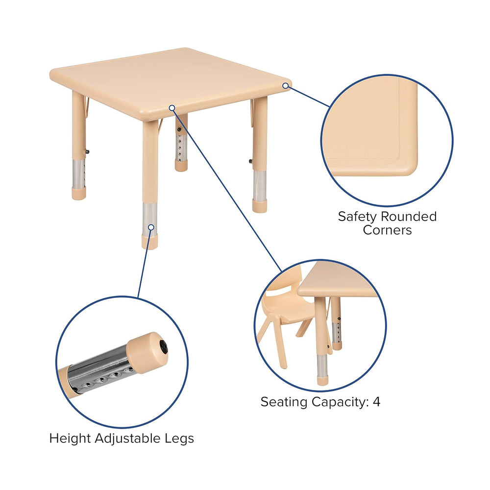 EMMA + OLIVER 24" Square Natural Plastic Height Adjustable Activity Tabl...