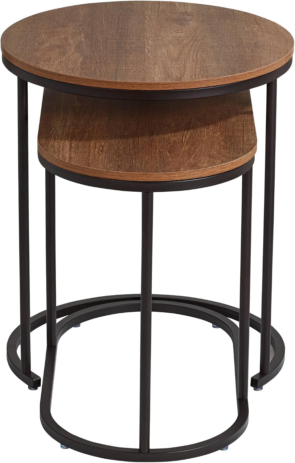 Studio 55D Santa Maria Modern Industrial Set of 2 Small Walnut Round Circle O...