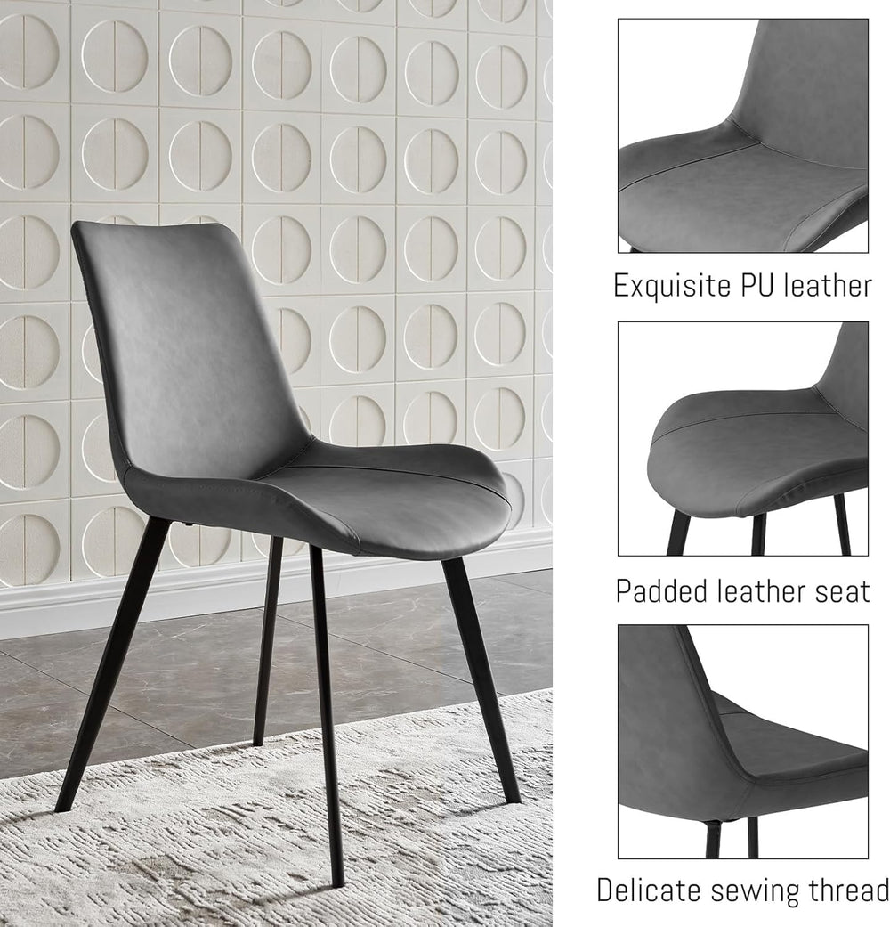 ZckyCine 70.8" Walnut Dining Table with 6 PU Leather Chairs, 7-Piece Mod...