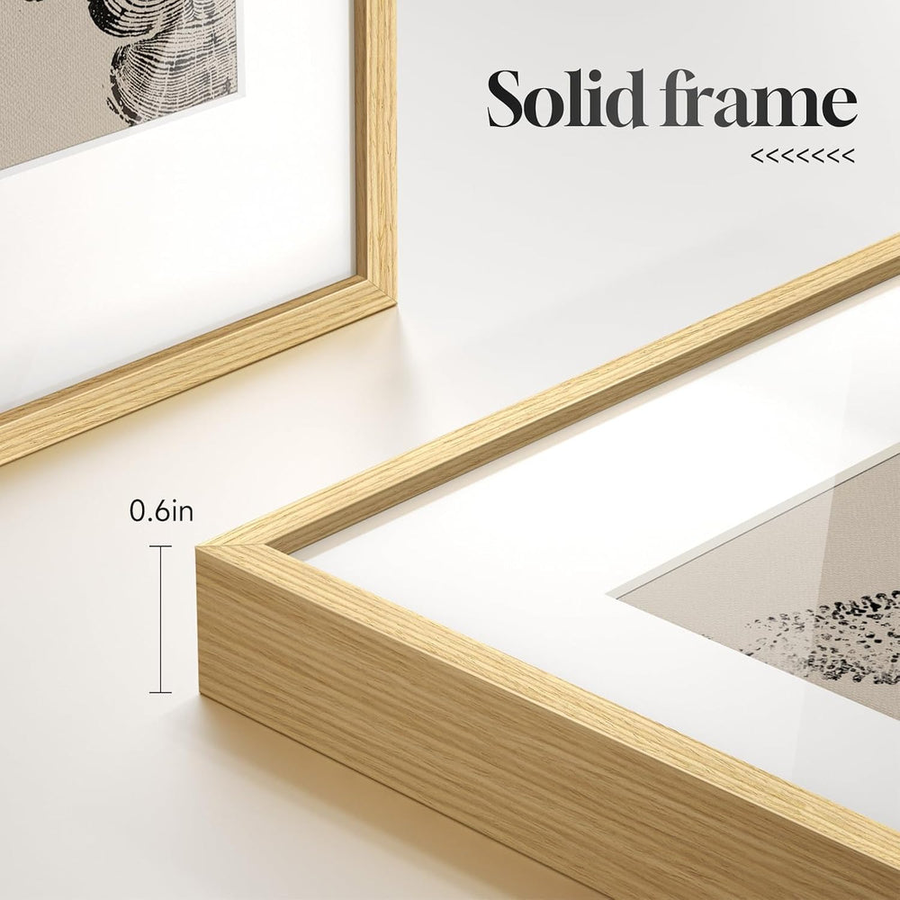 Framed Black and Beige Neutral Abstract Wall Art for Living Room, 6 Piece