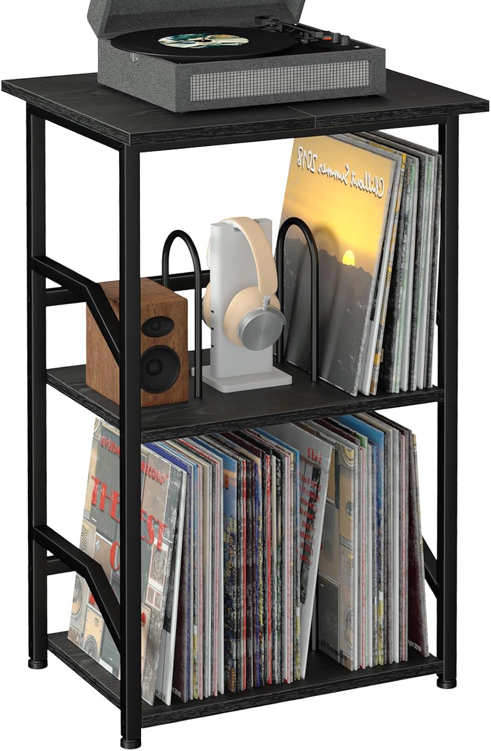 LOAKEKEL Record Player Stand, Large Vinyl Record Storage Up to 200 Albums | 3...