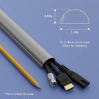 D-Line Half Round Cord Hider, Patented Cable Cover, Hide TV Wall Mount Wires, Raceway for Cords, Decorative Wire Covers, Paintable, Adhesive Cable Concealer - 2X 1.18in W x 0.59in H x 39in L - Gray
