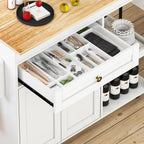 78"-49" Extendable Rolling Kitchen Island with Extended Dining Table, Mobile Kitchen Storage Islands with Storage Drawers, 2-Tier Storage Shelf, White