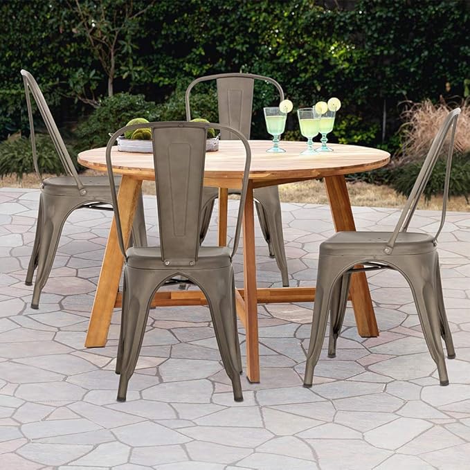 FDW Metal Chair Dining Chair Set of 4 Patio Chair Home Kitchen Chair 18 Inch ...