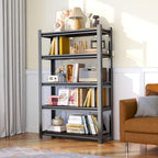 Storage Shelves, Garage Metal Shelving Unit, Adjustable, Double-Layer Column with Reinforced Ribs, Heavy-Duty, Capable of Bearing 600-3600 lbs (Black, 45''W*20''D*71''H, 5-Tier)