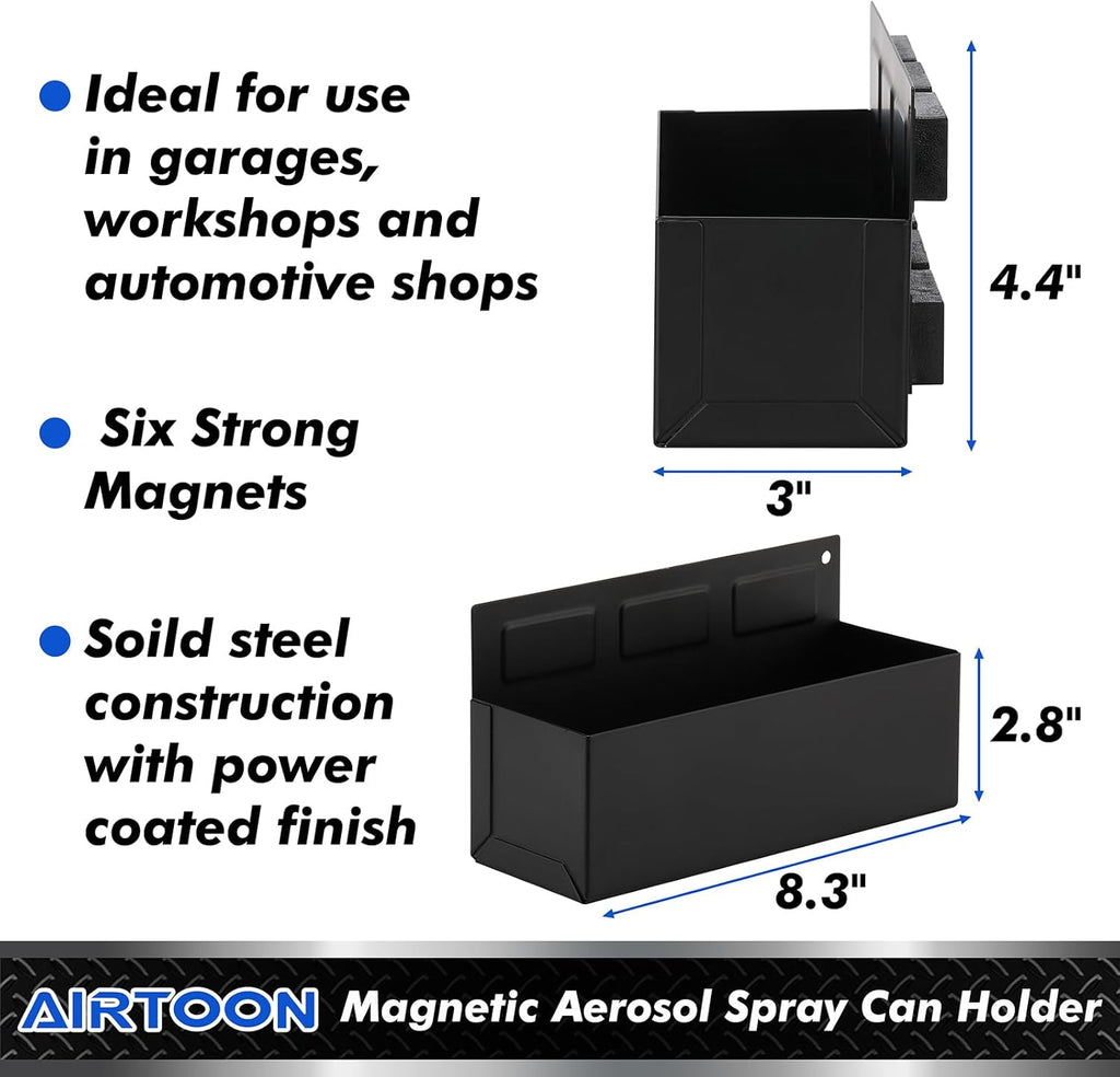 AIRTOON Magnetic Aerosol Spray Can Holder, Magnetic Bottle Holder for Garage, Workspace and Home, Black