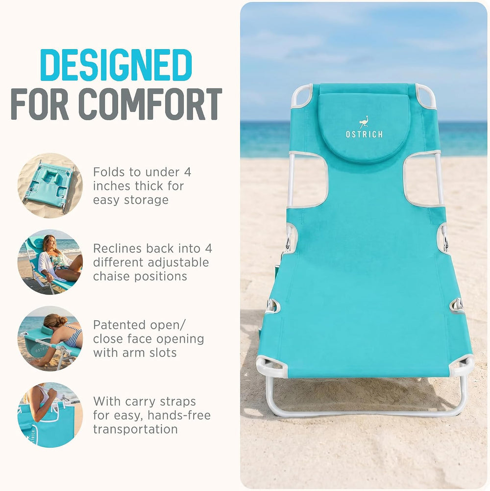 Ostrich The Original Chaise Lounge 72"x22" Portable Reclining Loung...