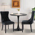 3-Pieces 31.5" Round Dining Table Set for 2, Black Dining Table & Velvet Upholstered Dining Chairs Set of 2 for Kitchen Dining Room Apartment Small Space(Black Chairs)
