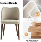 Dining Chairs Set of 2, Upholstered Kitchen Dining Room Chair Set Morden Accent Side Dinner Chair with Curved Padded Back Wood Legs for Restaurant/Cafe, Beige