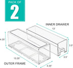 Sorbus Small Clear Stackable Storage Drawers – 2-Pack Plastic Organizer Bins with Handles – Stackable Pull-Out Storage Drawers for Closet, Pantry, Office, Bathroom, Craft, and Toy Organization