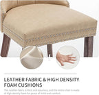 Leather Dining Chairs Set of 4, Upholstered Dining Room Chairs with Nailhead Trim, Sillas de Comedor Modernas 4, Wooden Kitchen Chairs for Dining Room, Living Room, Kitchen, Bedroom, Beige