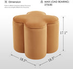 Zesthouse Flower Pouf Ottomans Foot Rest Set of 2, Velvet Poofy Ottomans | Large Ottoman Footstool for Couch, Modern Living Room Stool Seat, Cute Square Vanity Stool for Bedroom, Camel Dorm Foot Stool