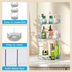 360 Rotating Makeup Organizer, 3 Tier Large Capacity Lazy Susan Bathroom Counter Organizer, Skincare Organizers, Spinning Perfume Organizer & Vanity Organizer Countertop (Classic Grey, 3 Tier)