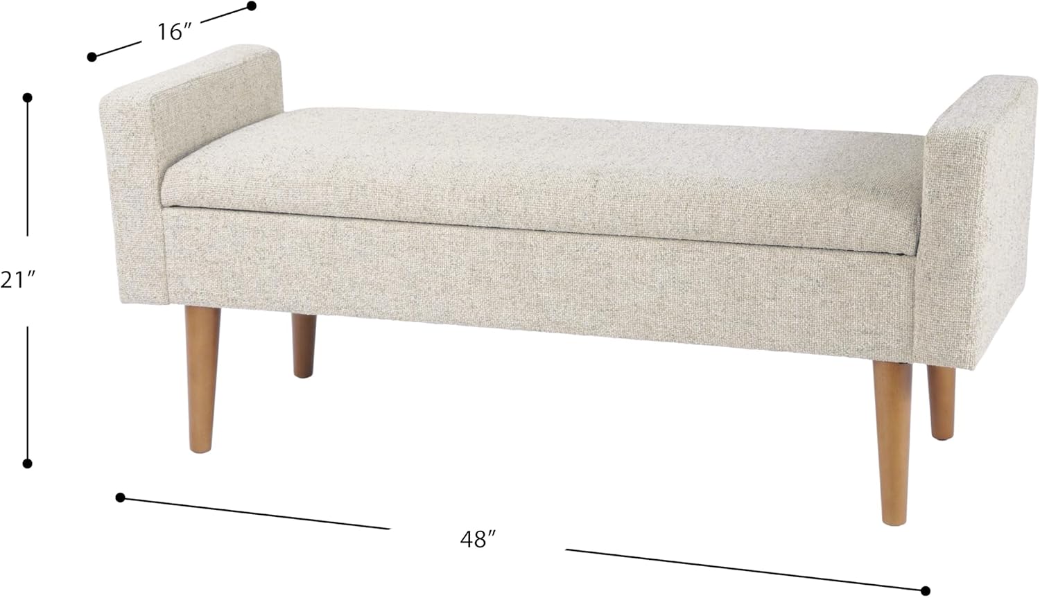 HomePop Fulton 48" Storage Bench - Textured Cream Fabric