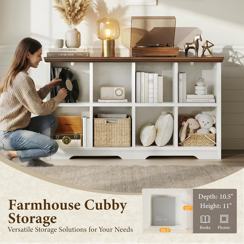 OffiGo 8 Cube Organizer Bookcase, Modern Farmhouse Open Shelf for Storage Bin...