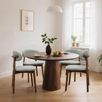 Farmhouse Dining Chairs Set of 4, Mid Century Modern Fabric Upholstered Kitchen Chairs, Wooden Dining Room Chair with Curved Back for Kitchen Dining Room Restaurant Cafe, Light Green (Only Chairs)