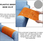 NB Sofa Armrest Organize remote holder bedside caddy organizer with 5 pockets，non-slip couch remote control holder couch armchair caddy accessories (Orange, 35"x12.4")
