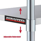 DuraSteel Galvanized Under Shelf for Work Tables - Extra Adjustable Lower Shelf for 30" x 48" Stainless Steel and Wooden Worktables - Fits for use in Restaurant, Warehouse, Home, Kitchen, Garage