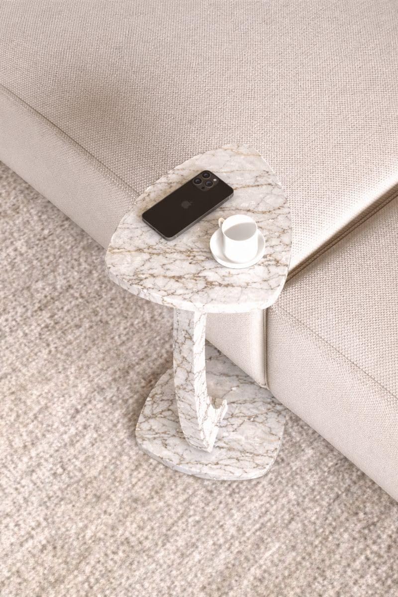 C Shaped Triangular Top Table for Couch Small Places, Space Saver Sheild Top ...