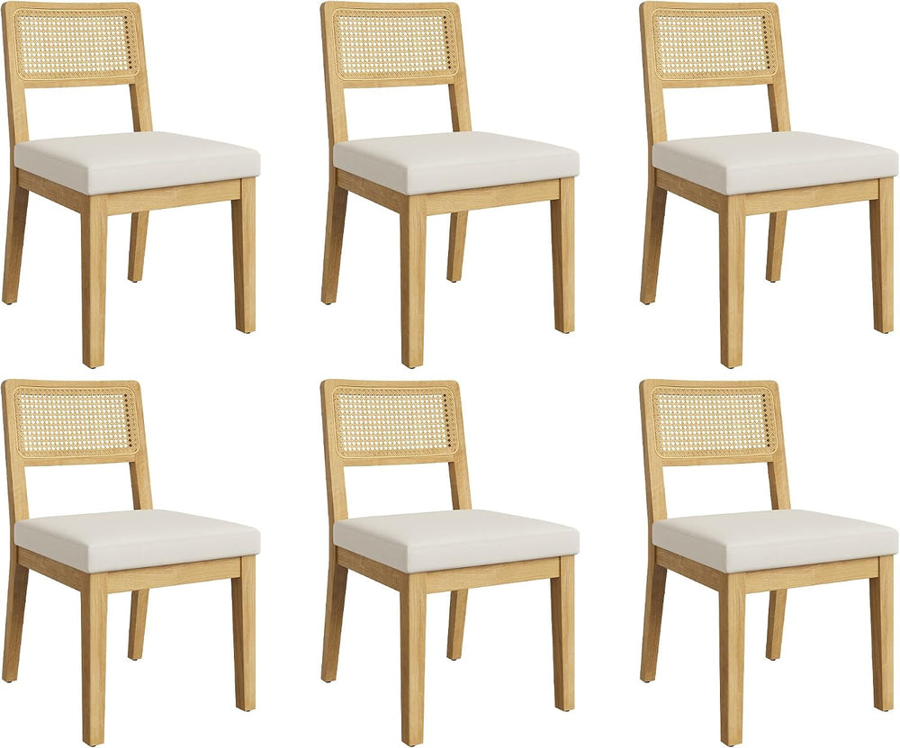 GarveeHome Rattan Dining Chairs Set of 6, French Country Kitchen Chairs with ...