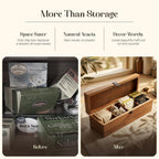 Handmade Acacia Wood Tea Organizer, 4 Compartment Tea Caddy Box with engraving
