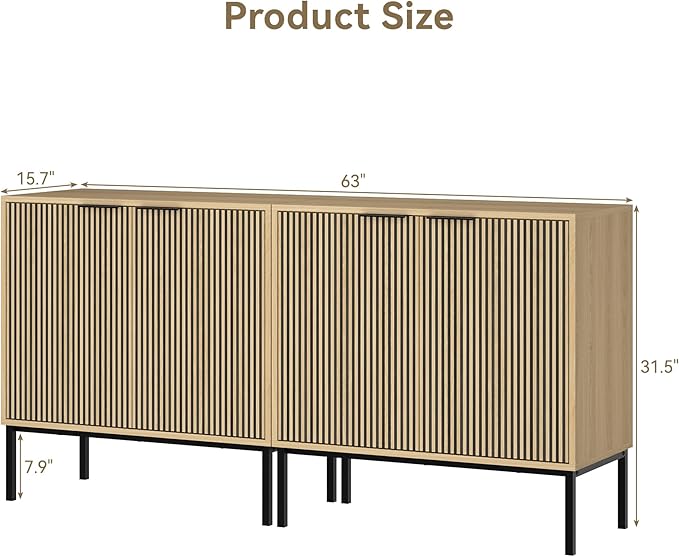 TV Stand for 70" TV, Mid Century Modern 63'' Television Stand, E...