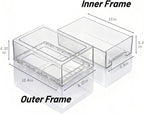 2 Pack Stackable Pull-Out Storage Drawers，Plastic Clear Organizer Bins with Handles，Easily Clean for Craft, and Toy Organization，Kitchen Undersink，Cabinet，Fridge，Closet，Pantry，Office，Bathroom