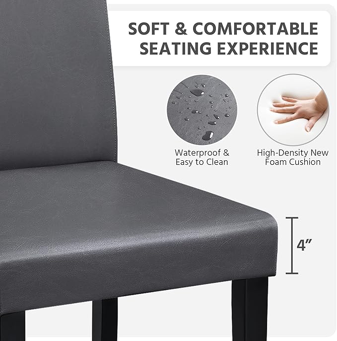 Yaheetech Dining Chairs Set of 2 Faux Leather Modern Dining Room Chairs with ...