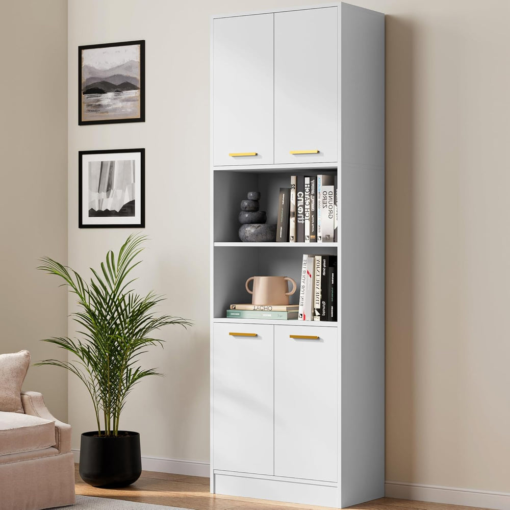 Cozy Castle Kitchen Pantry Cabinet, 75" Tall Wood Storage Cabinet with D...