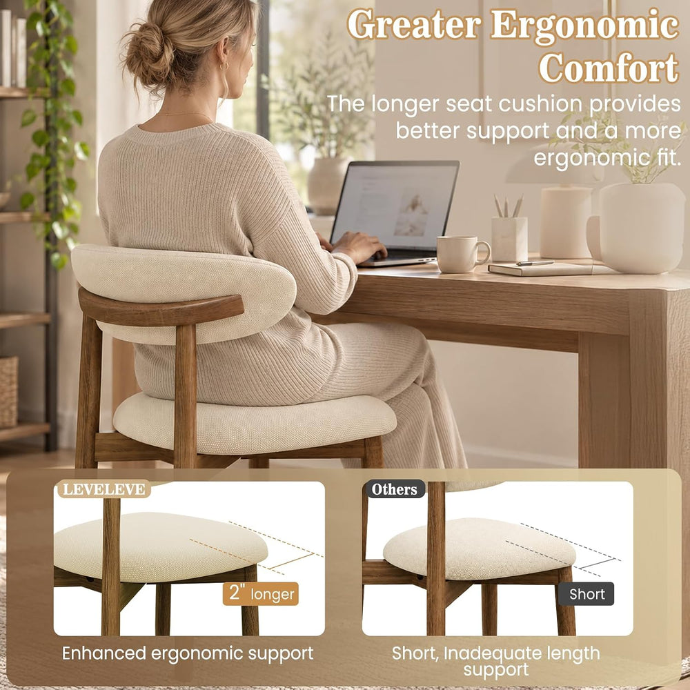 Wooden Dining Chairs Set of 6,Farmhouse Kitchen Chairs with Curved Back,Moder...