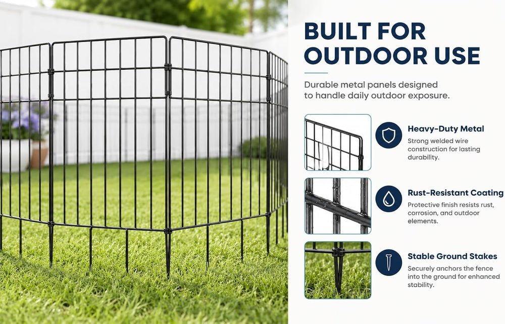 Garden Fence 26.7 FT x 17" H, Decorative Metal Border for Flower Beds