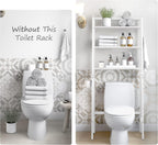 MallKing Over The Toilet Storage, Wooden 3-Tier Over-The-Toilet Rack Bathroom Space Saver Organizer, Freestanding Above Toilet with Toilet Paper Holder and Hooks (White)