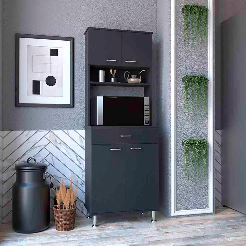Pantry Piacenza Two-Door Cabinet for Kitchen Storage - Black Wengue Finish
