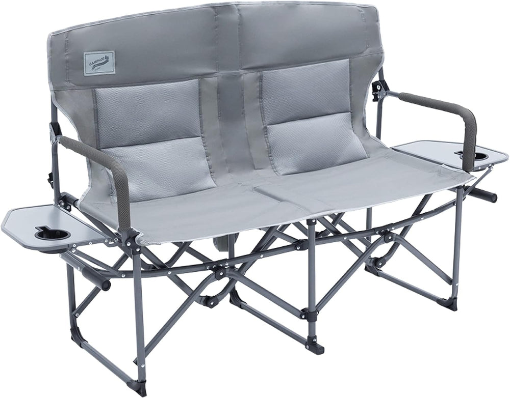 Camphor Designs Oversized Double Portable Folding Director’s Loveseat Chair w...