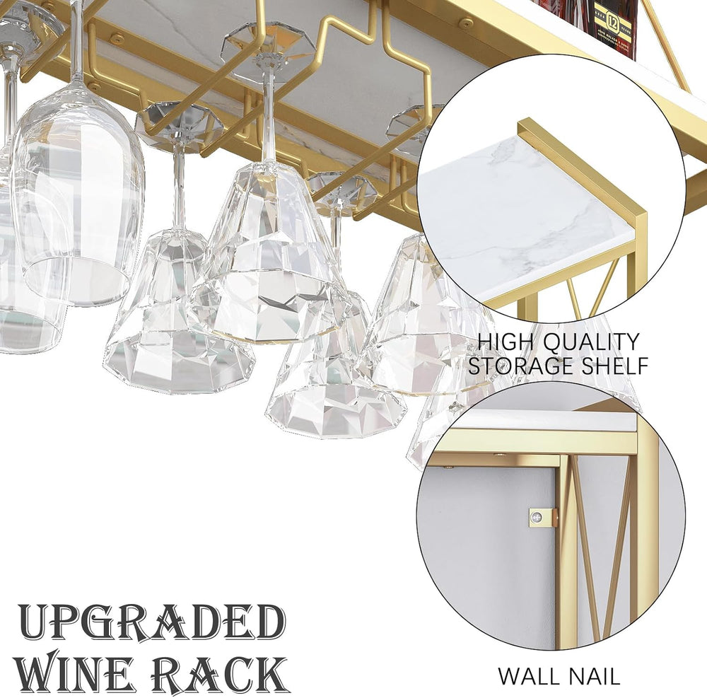 Dokser Wine Rack Wall Mounted Shelf - 2 Tier Wine Bottle Holder for Kitchen |...