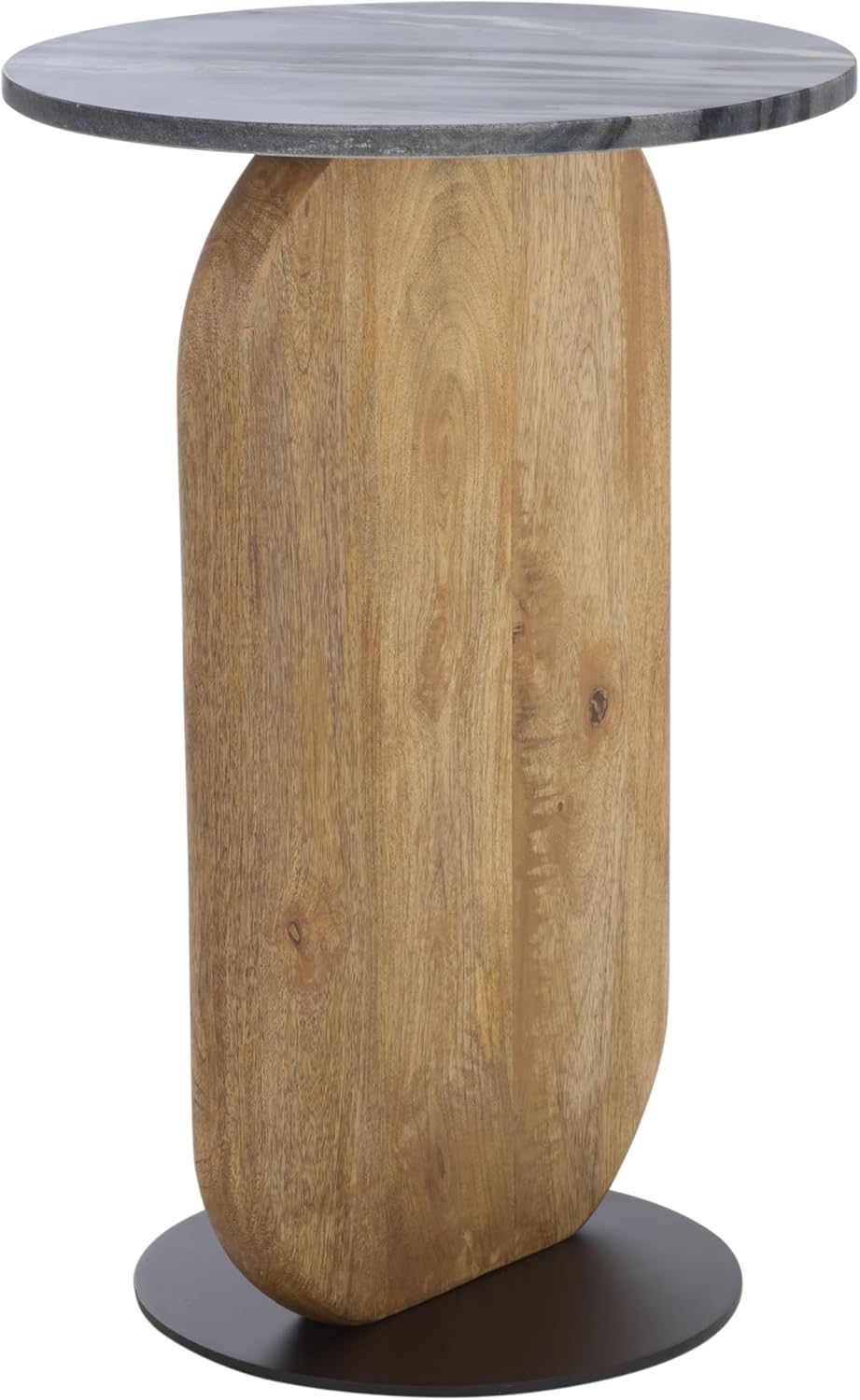 SAFAVIEH Home Collection - Kokhy Side Table, Natural Wood Base with Round Bla...