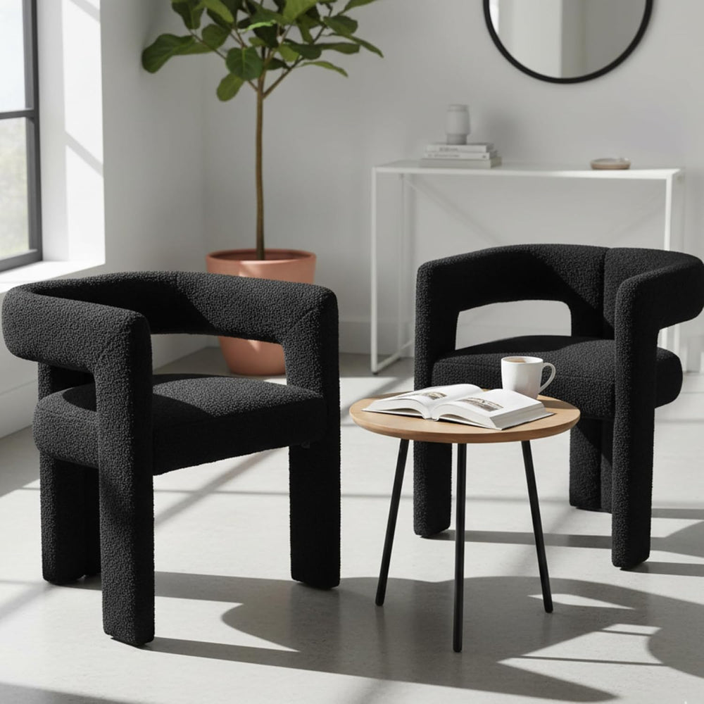 VESCASA Modern Barrel Dining Chairs Set of 2 with Open Back, Upholstered Bouc...