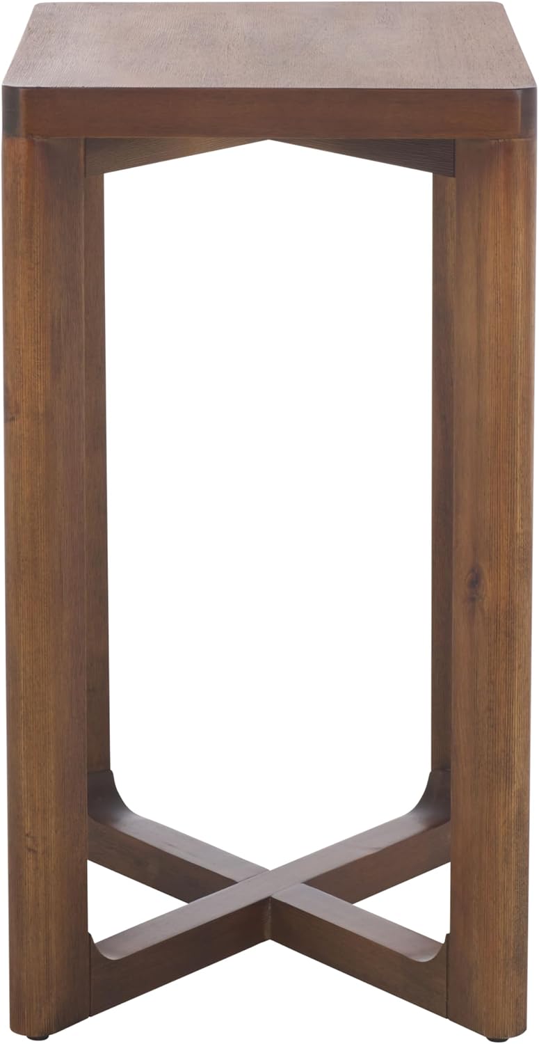 SAFAVIEH Home Collection - Akai Accent Table, Walnut Brown Side Table with Cr...