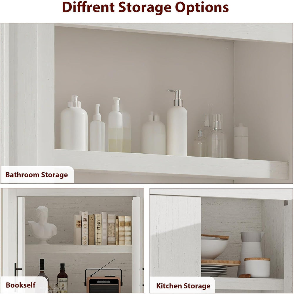 70.45'' Multi-Use Farmhouse Pantry: Kitchen Pantry Cabinet with 4-Doo...