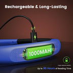 Glocusent Book Light, 3-Color & 6-Brightness Reading Light, Bendable Neck Light, 80-hr Lasting Rechargeable Book Light, Perfect Reading Lights for Books in Bed, Knitting, Repairing, Book Lovers Gifts