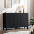 47" Black Sideboard Buffet Cabinet with Storage Modern Credenza with Doors Heavy Duty Wood TV Media Console Table Accent Cabinet for Living Room Hallway Entryway