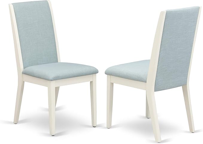 East West Furniture X097LA015-6 6 Piece Kitchen Table Set Contains a Rectangle Dining Table with X-Legs and 4 Baby Blue Linen Fabric Parson Chairs with a Bench, 40x72 Inch, Multi-Color