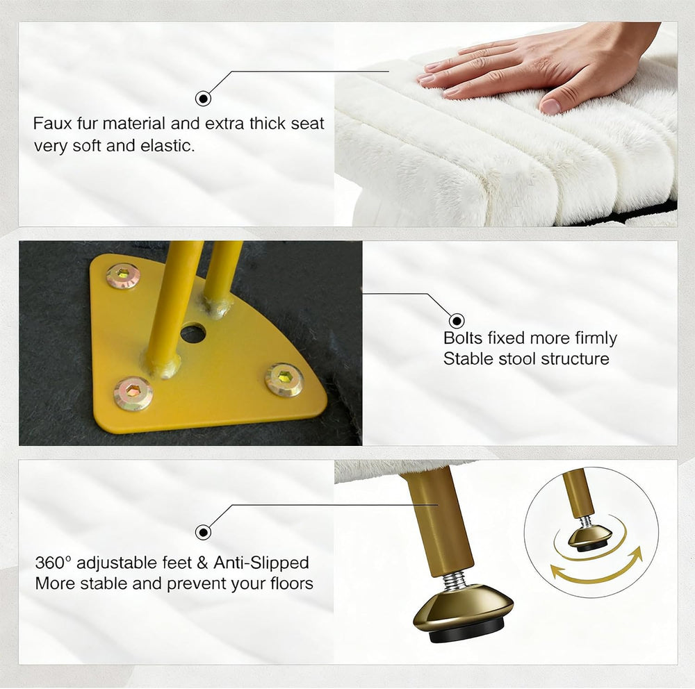 Small Foot Stool with Storage & Gold Metal Legs, Small Ottoman Foot Rest ...