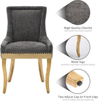 Dining Chairs Set of 6, Kitchen & Dining Room Chairs, Chenille Fabric Upholstered Dinning Chairs, Sillas De Comedor, Nailhead Trim, Metal Legs (Grey, 6 Pcs)
