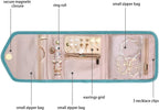 BAGSMART Travel Jewelry Organizer Case Foldable Jewelry Roll for Journey Rings, Necklaces, Earrings, Bracelets,Mini,Teal