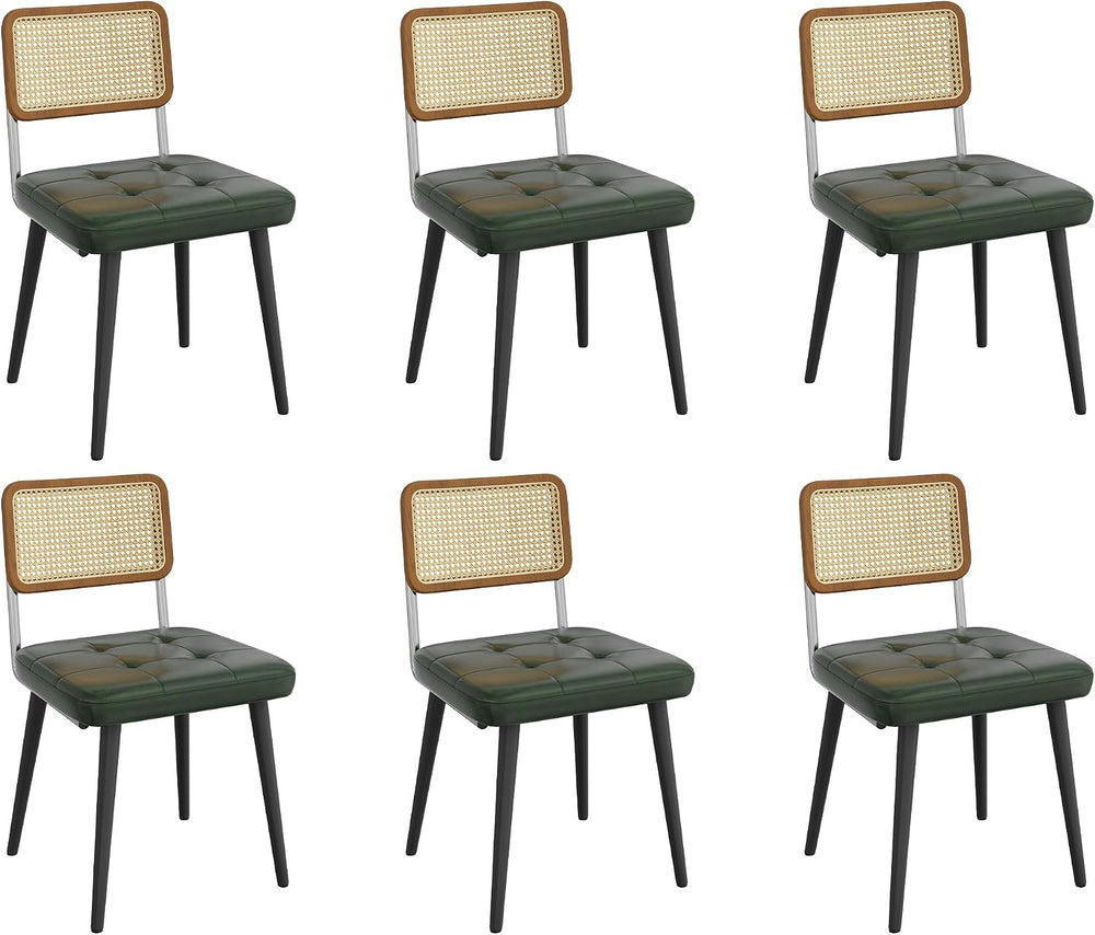 Garvee Rattan Dining Chairs Set of 6, Upholstered Dining Room Chairs with Rat...