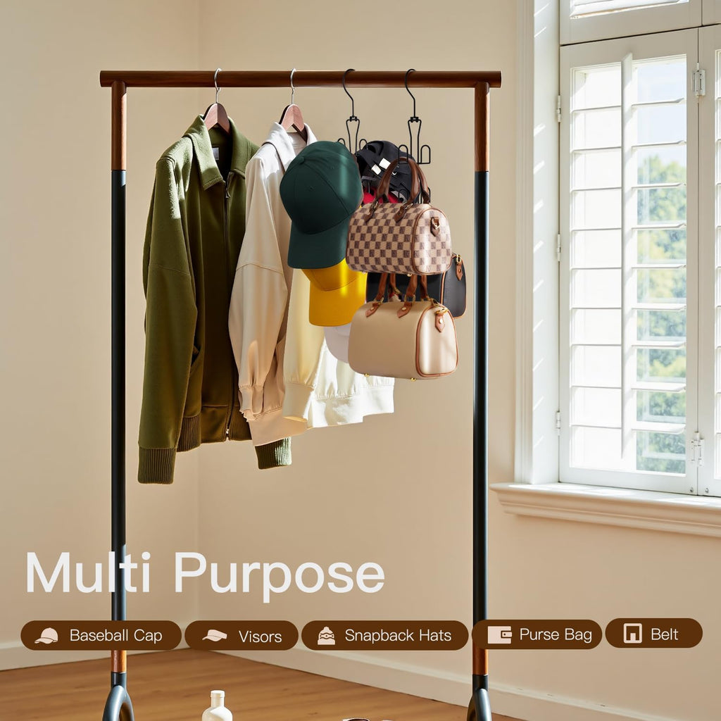 Hat Hanger 2pcs Metal Hat Storage For Baseball Caps,Rotatable Hat Organizer For Closet,Hat Rack With 6 Hooks Up to 30 Caps Hold,Black