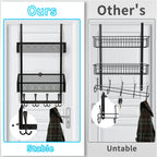Over The Door Hooks Organizer, Coat Rack Over The Door Storage Hanger Towel Rack, Back of Door Storage Organizer for Bathroom,Bedroom,Kitchen,Office (Black 3-Tier)